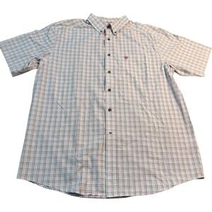 Ariat Men's Plaid Pro Series Short Sleeve Button Up Shirt  Red, Blue, Pink, Mint